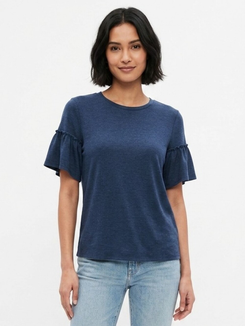 Banana Republic Blouse Blue Ruffle Sleeve Top Size Medium